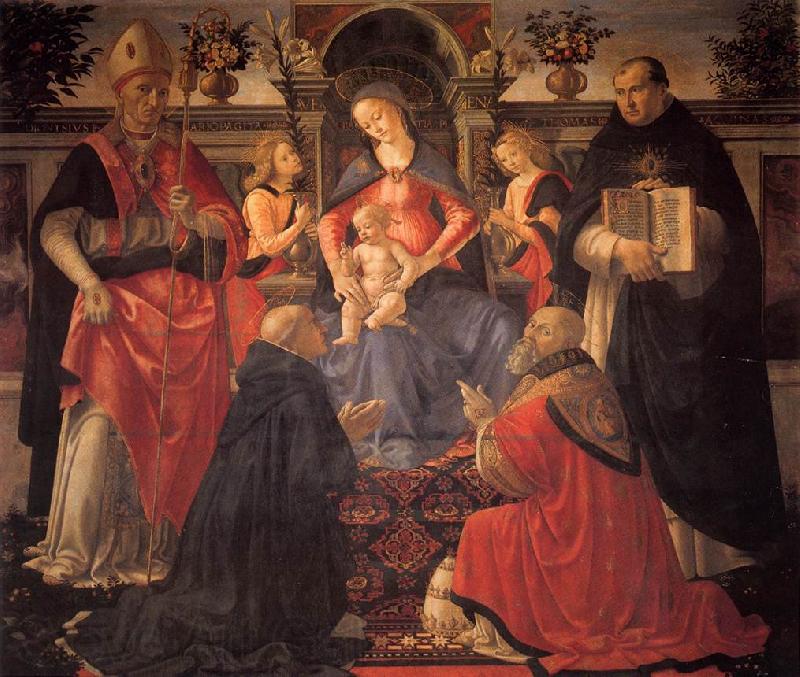 GHIRLANDAIO, Domenico Madonna and Child Enthroned between Angels and Saints Spain oil painting art